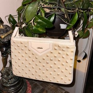 Tre Vero Shoulder Bag Embossed Cream Leather Genuine
